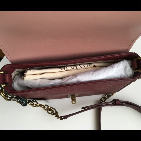 Burgundy red crossbody bag Ralph Lauren small bag red wine color leather bag new - Picture 10 of 10